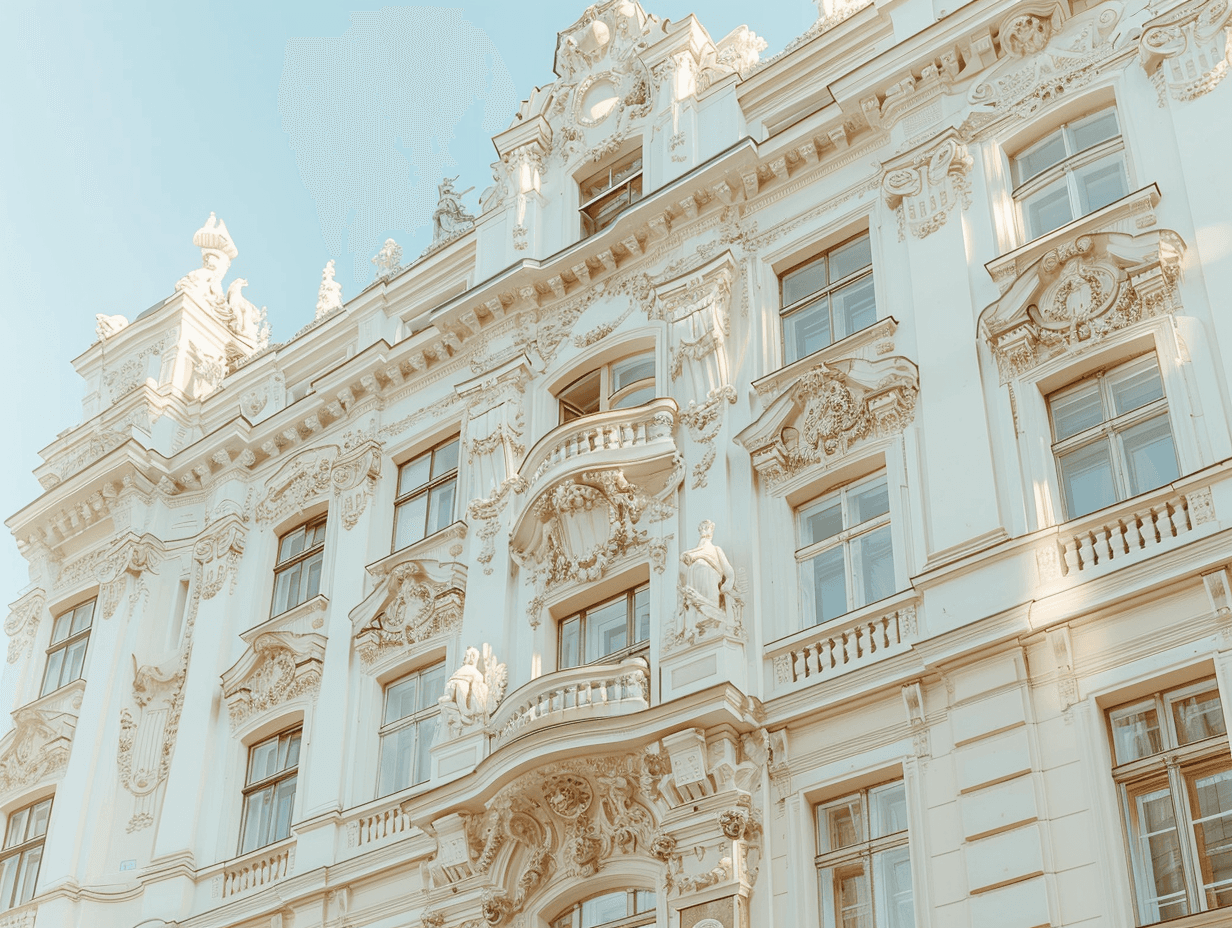 Historische Wiener Fassade - Traditionelle Architektur repräsentiert die über 100-jährige Geschichte der Jonak Gruppe