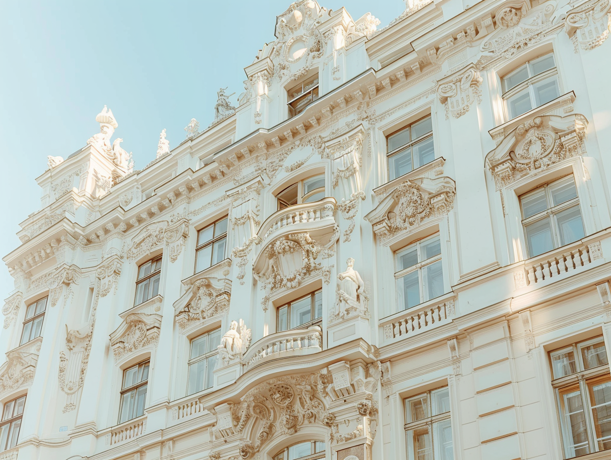 Historische Wiener Fassade - Traditionelle Architektur repräsentiert die über 100-jährige Geschichte der Jonak Gruppe